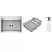 Кухонная мойка Schtoff Best Silver 6050, коландер KR-1 GREY, дозатор SD-1 GREY, комплект 