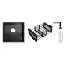 Кухонная мойка Schtoff Undermount Best Decor Black 4545, коландер KR-1 BLACK, дозатор SD-1 BLACK, комплект