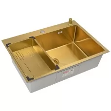 Кухонная мойка Arfeka ECO AR 700*500, коландер G, дозатор GOLD