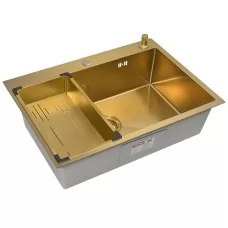 Кухонная мойка Arfeka ECO AR 700*500, коландер G, дозатор GOLD DECOR