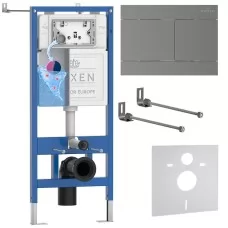 Инсталляция для унитаза Roxen StounFix Dual Fresh 868405 клавиша Velar 420300GM оружейная сталь
