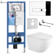 Унитаз с инсталляцией Roxen StounFix Dual Fresh 868414 с Roxen Antares Tornado Long 530205-01-L и клавишей Caspia 410280CH хром