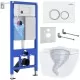 Унитаз с инсталляцией Roxen StounFix Dual Fresh 868420 с Roxen Antares Tornado Long 530205-01-L и клавишей Santi 410260W белая