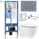 Унитаз с инсталляцией Roxen StounFix Dual Fresh 868417 с Roxen Antares Tornado Long 530205-01-L и клавишей  Caspia 410280DG бетон