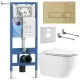 Унитаз с инсталляцией Roxen StounFix Dual Fresh 868418 с Roxen Antares Tornado Long 530205-01-L и клавишей Caspia 410280GB золото брашированное