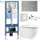 Унитаз с инсталляцией Roxen StounFix Dual Fresh 868427 с Roxen Antares Tornado Long 530205-01-L и клавишей Santi 410260M сатин