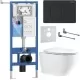 Унитаз с инсталляцией Roxen StounFix Dual Fresh 868452 с Roxen Antares Tornado Long 530205-01-L и клавишей Steel 420280BM черная