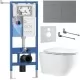 Унитаз с инсталляцией Roxen StounFix Dual Fresh 868461 с Roxen Antares Tornado Long 530205-01-L и клавишей Velar 420300GM оружейная сталь