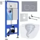 Унитаз с инсталляцией Roxen StounFix Dual Fresh 868438 с Roxen Antares Tornado Long 530205-01-L и клавишей Santi 410280DG серая
