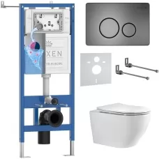 Унитаз с инсталляцией Roxen StounFix Dual Fresh 868439 с Roxen Antares Tornado Long 530205-01-L и клавишей Steel 420260G сталь