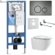 Унитаз с инсталляцией Roxen StounFix Dual Fresh 868439 с Roxen Antares Tornado Long 530205-01-L и клавишей Steel 420260G сталь