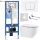 Унитаз с инсталляцией Roxen StounFix Dual Fresh 868457 с Roxen Antares Tornado Long 530205-01-L и клавишей Steel 420280WM белый