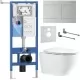 Унитаз с инсталляцией Roxen StounFix Dual Fresh 868459 с Roxen Antares Tornado Long 530205-01-L и клавишей Velar 420300S сатин