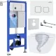 Унитаз с инсталляцией Roxen StounFix Dual Fresh 868432 с Roxen Antares Tornado Long 530205-01-L и клавишей Santi 410280W белая