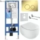 Унитаз с инсталляцией Roxen StounFix Dual Fresh 868477 с Roxen EGG 530170-01 и клавишей Steel 420260-CHG золото