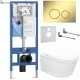 Унитаз с инсталляцией Roxen StounFix Dual Fresh 868488 с Roxen Vine Tornado 530225-01 и клавишей Steel 420260-CHG золото