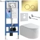 Унитаз с инсталляцией Roxen StounFix Dual Fresh 868485 с Roxen Royal Matt 530200-01 и клавишей Steel 420260-CHG золото