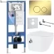 Унитаз с инсталляцией Roxen StounFix Dual Fresh 868484 с Roxen Antares Bidet 530185-01X и клавишей Steel 420260-CHG золото