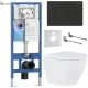 Унитаз с инсталляцией Roxen StounFix Slim 868509 с Antares Tornado 530185-02 и клавишей Steel 420280BM черная