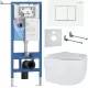 Унитаз с инсталляцией Roxen StounFix Slim 868535 с Porto 530155-01 и клавишей Steel 420280WM белая
