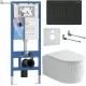 Унитаз с инсталляцией Roxen StounFix Slim 868520 с Royal Matt 530200-01 и клавишей Steel 420280BM черная