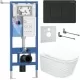 Унитаз с инсталляцией Roxen StounFix Slim 868528 с Vine Tornado 530225-01 и клавишей Steel 420280BM черная