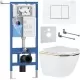 Унитаз с инсталляцией Roxen StounFix Slim 868553 с Antares Gold 530110-01G и клавишей Steel 420280WM белая
