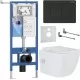 Унитаз с инсталляцией Roxen StounFix Slim 868496 с Cube Bidet 530135-01X и клавишей Steel 420280BM черная