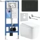 Унитаз с инсталляцией Roxen StounFix Slim 868521 с Martin 530220-02 и клавишей Steel 420280BM черная