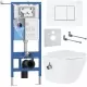 Унитаз с инсталляцией Roxen StounFix Slim 868561 с Antares Bidet 530185-01X и клавишей Steel 420280WM белая