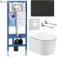 Унитаз с инсталляцией Roxen StounFix Slim 868492 с Simple Compact 530120-01 и клавишей Steel 420280BM черная