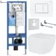 Унитаз с инсталляцией Roxen StounFix Slim 868530 с Cube Tornado 530135-01 и клавишей Steel 420280WM белая