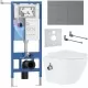 Унитаз с инсталляцией Roxen StounFix Dual Fresh 868619 с Antares Bidet 530185-01X и клавишей Velar 420300GM оружейная сталь