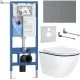 Унитаз с инсталляцией Roxen StounFix Dual Fresh 868617 с Antares Black 530110-01B и клавишей Velar 420300GM оружейная сталь