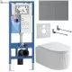 Унитаз с инсталляцией Roxen StounFix Dual Fresh 868620 с Royal Matt 530200-01 и клавишей Velar 420300GM оружейная сталь