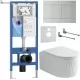 Унитаз с инсталляцией Roxen StounFix Dual Fresh 868588 с Royal Matt 530200-01 и клавишей Velar 420300S сатин