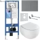 Унитаз с инсталляцией Roxen StounFix Dual Fresh 868608 с EGG 530170-01 и клавишей Velar 420300GM оружейная сталь