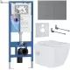 Унитаз с инсталляцией Roxen StounFix Dual Fresh 868599 с Cube Bidet 530135-01X и клавишей Velar 420300GM оружейная сталь