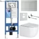 Унитаз с инсталляцией Roxen StounFix Dual Fresh 868574 с Vortex Tornado 530160-01 и клавишей Velar 420300S сатин