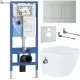 Унитаз с инсталляцией Roxen StounFix Dual Fresh 868587 с Antares Bidet 530185-01X и клавишей Velar 420300S сатин