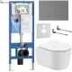 Унитаз с инсталляцией Roxen StounFix Dual Fresh 868597 с Simple Compact 530120-01 и клавишей Velar 420300GM оружейная сталь
