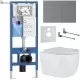 Унитаз с инсталляцией Roxen StounFix Dual Fresh 868603 с Porto 530155-01 и клавишей Velar 420300GM оружейная сталь