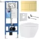Унитаз с инсталляцией Roxen StounFix Dual Fresh 868639 с Antares Tornado 530185-02 и клавишей Velar 420300GB золото брашированное