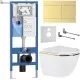 Унитаз с инсталляцией Roxen StounFix Dual Fresh 868646 с Antares Gold 530110-01G и клавишей Velar 420300GB золото брашированное