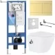 Унитаз с инсталляцией Roxen StounFix Dual Fresh 868648 с Antares Bidet 530185-01X и клавишей Velar 420300GB золото брашированное