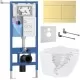 Унитаз с инсталляцией Roxen StounFix Dual Fresh 868640 с Antares Tornado 530205-01 и клавишей Velar 420300GB золото брашированное