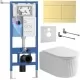 Унитаз с инсталляцией Roxen StounFix Dual Fresh 868649 с Royal Matt 530200-01 и клавишей Velar 420300GB золото брашированное