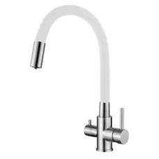 Смеситель для кухни под фильтр Ledeme L74255-3 нержавеющая сталь/белый