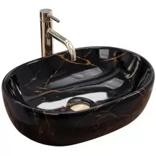 Умывальник Rea Amelia black marble shiny REA-U8000 48x34,5 черный под мрамор