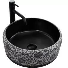 Умывальник Rea Florisa black matt REA-U3307 40х40 рисунок